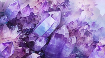 Purple background with amethyst crystal pattern. - obrazy, fototapety, plakaty