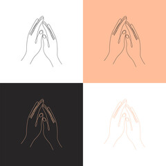 a set of four illustrations of Touch of two hands