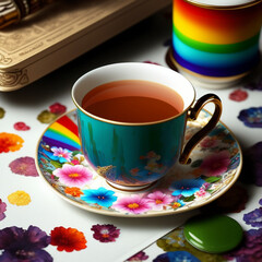 vintage tea cup. Generative AI