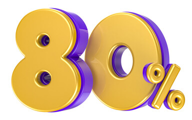 3d gold number percent off rendering