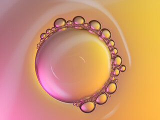Close up soap bubble on water led light background