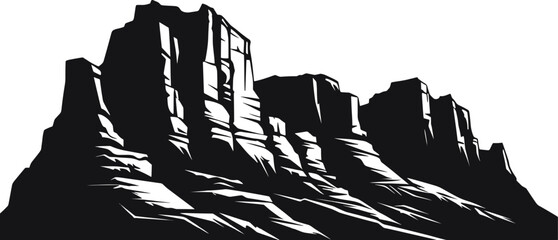 Silhouette of the grand canyon and road against the setting sun. AI generated illustration.