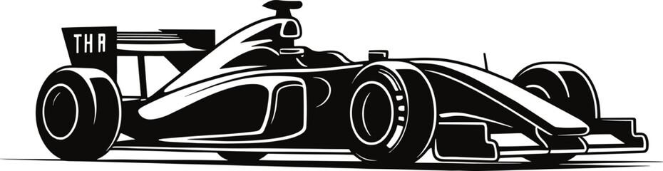 Vector formula race car icon, logo on white background. AI generated illustration.