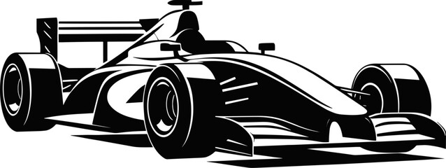 Vector formula race car icon, logo on white background. AI generated illustration.