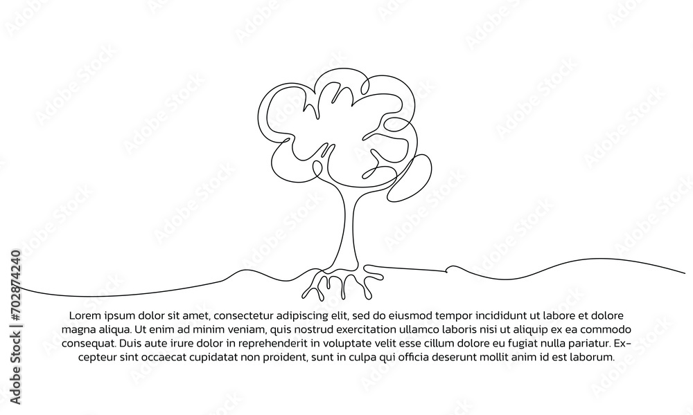 Aufkleber continuous line design of simple tree. single line decorative elements drawn on a white background.