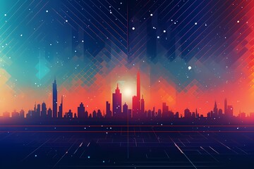 Contemporary backdrop featuring a dynamic gradient spectrum and halftone details, offering a visually engaging and artistic scene.