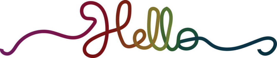 gradient color hello, Hello. Lettering for banner, poster and sticker concept with text Hello. Bright vector Hello on white background. Calligraphic simple logo for banner, poster, web