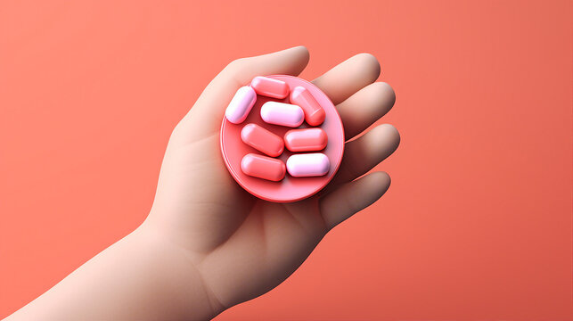 Experienced doctor's 3D hand holding medicine icon - Healthcare concept for medical treatment, prescription, and pharmaceutical care in hospitals and clinics.