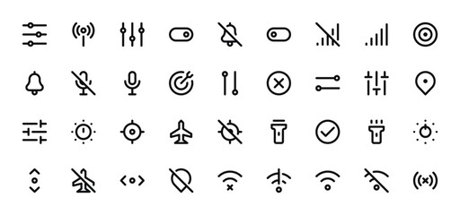 Toggles Icon Set - Switches, Controls, Interface Toggle Symbols Vector
