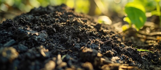 Using humic acid derived from humus as an organic fertilizer, high in humic and fulvic acid, the active soil component. - obrazy, fototapety, plakaty
