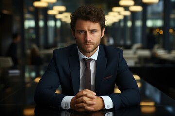 Fototapeta premium A suited businessman captured in a professional portrait