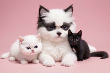 kitten and puppy pink wallpaper 
