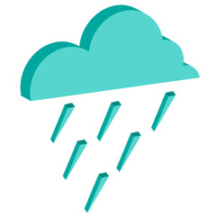 isometric icon cloud with rain