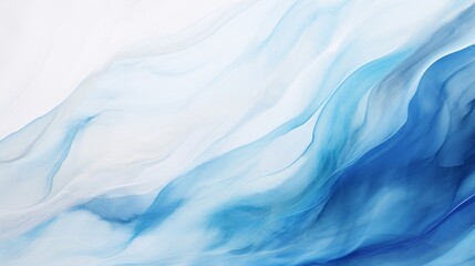 A painting of blue and white waves on a white background - obrazy, fototapety, plakaty