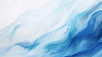 Foto op Canvas A painting of blue and white waves on a white background © cac_tus