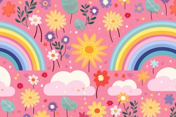 Obraz na płótnie Canvas rainbow and flowers