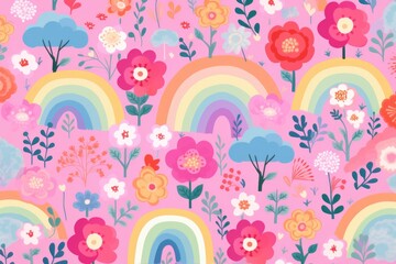 flowers and rainbow background
