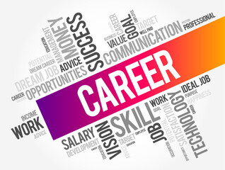 Career - an occupation undertaken for a significant period of a person's life and with opportunities for progress, word cloud concept background