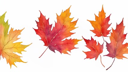 Watercolor maple and seasonal leaves abstract background - obrazy, fototapety, plakaty