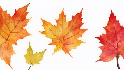 Watercolor maple and seasonal leaves abstract background - obrazy, fototapety, plakaty