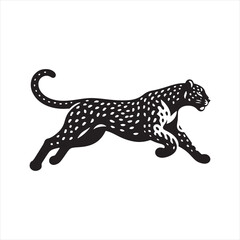 Moonlit Whispers: Leopard Silhouette Dancing in the Midnight Shadows, Suited for Wildlife-inspired Concepts and Leopard Black Vector Stock
