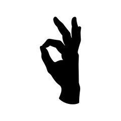 Black silhouette of a hand making a 