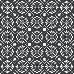 Black and white arabic geometric seamless pattern, vector background, texture