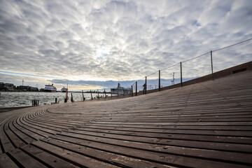 Fototapeta premium wooden planks at Helsinki port