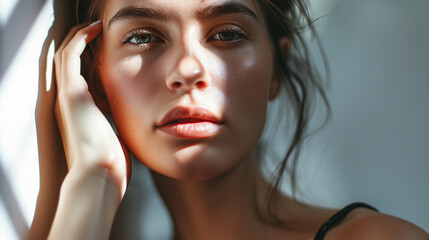 A model woman portrait in light shades ultra detailed