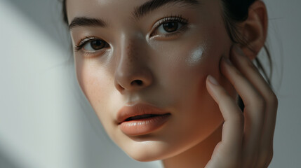 A model woman portrait in light shades ultra detailed