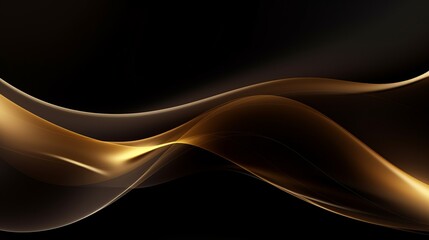 Black and Gold Background with Wavy Lines
