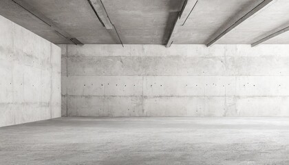 abstract empty modern concrete room with structured walls to the left and right and rough floor industrial interior background template