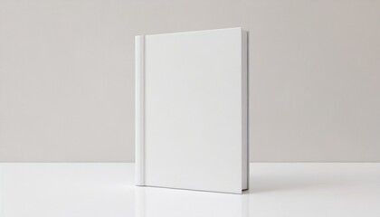 white book mockup front view with blank hard cover standing on white table 3d rendering - obrazy, fototapety, plakaty