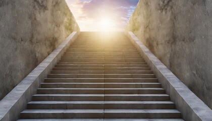 old concrete stairs to the light the way to success 3d rendering