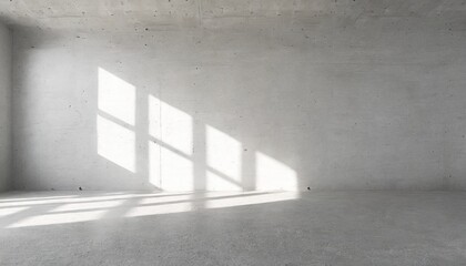 abstract empty modern concrete room with sunlight from wall openings and rough floor industrial interior background template