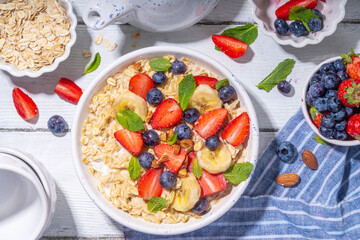 Sweet summer breakfast oatmeal with berry