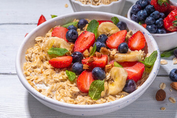 Sweet summer breakfast oatmeal with berry