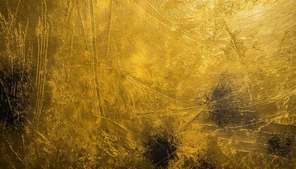 textured golden stucco background with scratches scuffs and black stains - obrazy, fototapety, plakaty