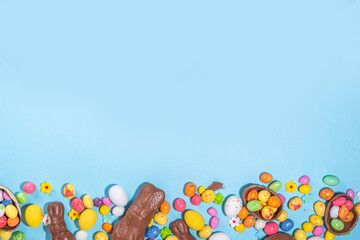 Easter chocolate egg and bunny background