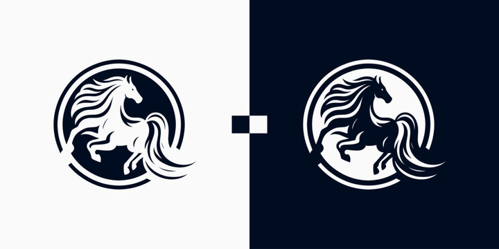 Pegasus horse logo Pegasus Skyline vector design inspiration, Monochrome Emblem of Running Pegasus isolated on white, Vector image of a silhouette of a mythical creature of Pegasus