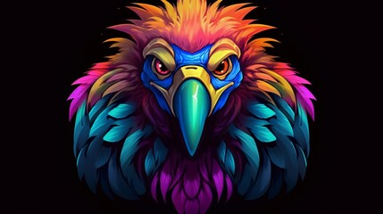 a hip colorful Vulture head design with a futuristic.Generative AI