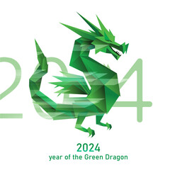 Green dragon - symbol of 2024 year. Vector illustration