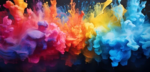 Explosive bursts of color as waves of liquid collide, creating a visually stunning abstract scene that feels both chaotic and harmonious