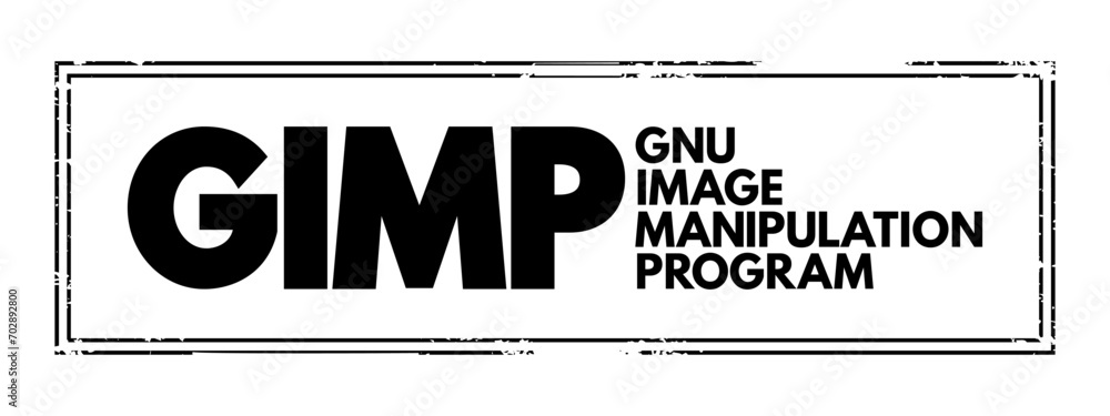 Poster GIMP Gnu Image Manipulation Program - free and open-source raster graphics editor used for image manipulation and image editing, acronym text concept stamp