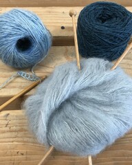 Yarn, knitting needles and crochet hook