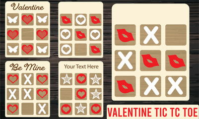 Valentine Tic Tac Toe Game Laser Cut - obrazy, fototapety, plakaty