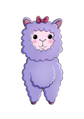 Funny sheep alpaca llama kids cartoon illustration 