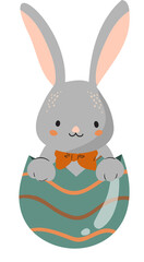 Happy Easter , Easter bunny. Modern egg, bunnies  Rabbit  spring festive Element