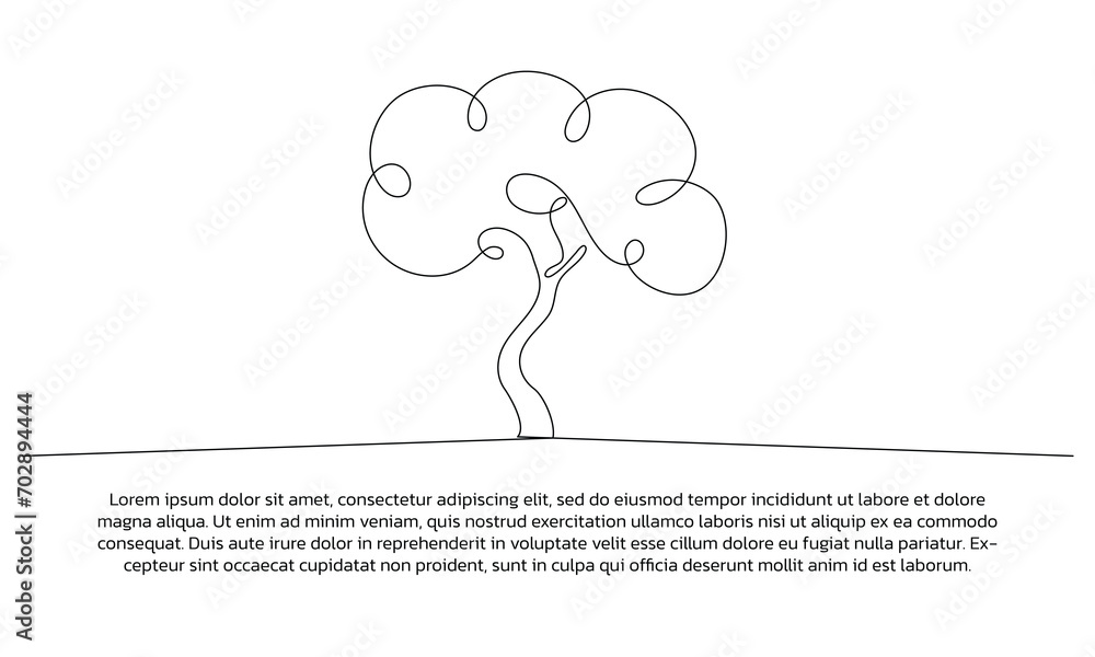 Aufkleber continuous line design of simple tree. single line decorative elements drawn on a white background.