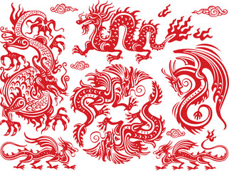 Set of Chinese Dragons